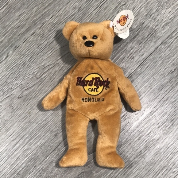 Hard Rock Cafe Honolulu Isaac Beara 1st in series Plush Brown Beanie Bear NWT - Picture 3 of 7